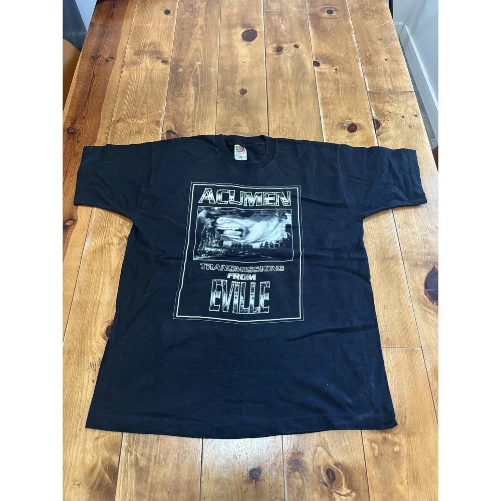 Vintage 90s ACUMEN Transmissions From Eville T-Shirt I Don't F***ing Care XL